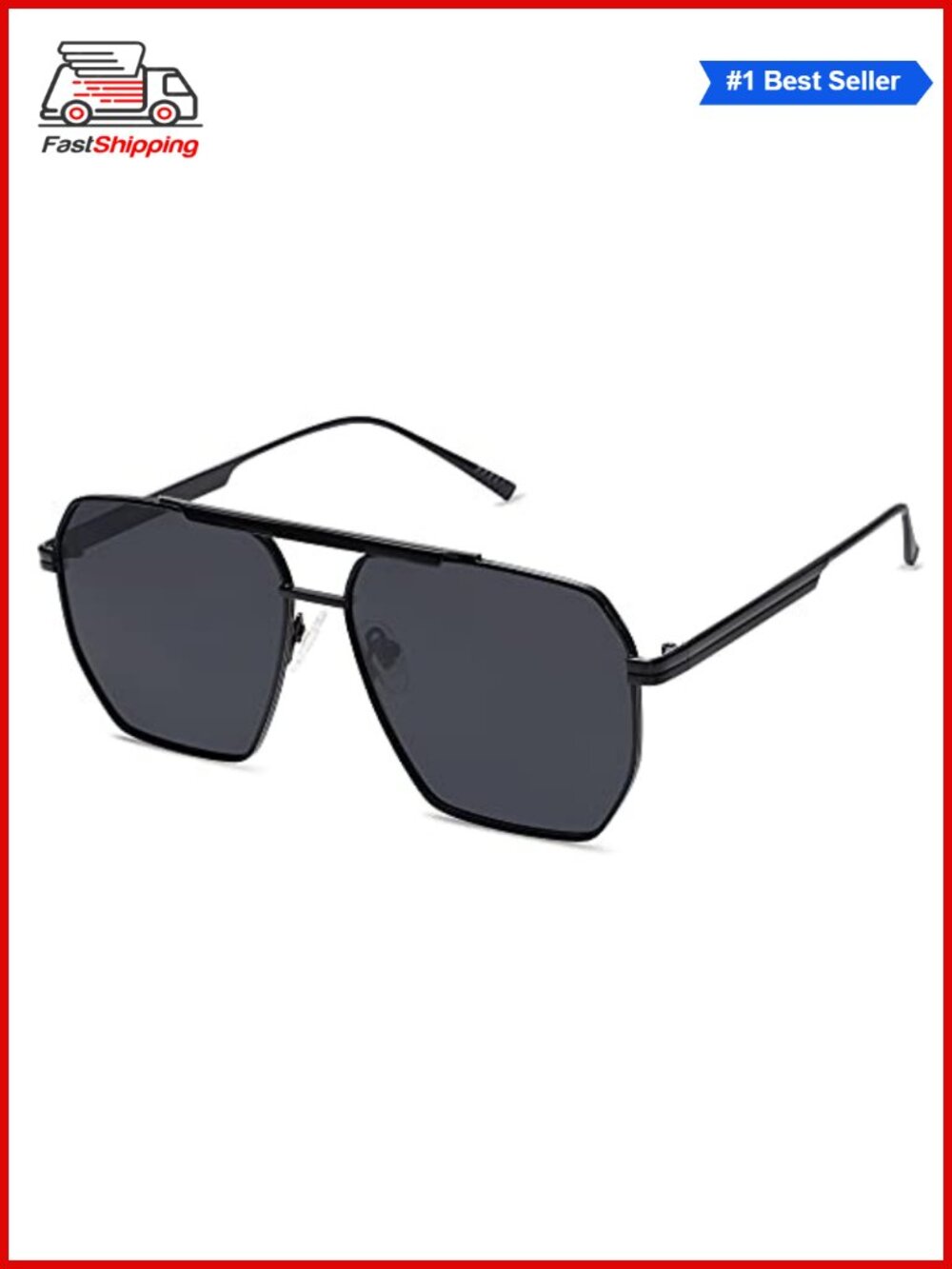 ✨ SOJOS Oversized Square Polarized Sunglasses UV400 Anti-Glare Metal Frame